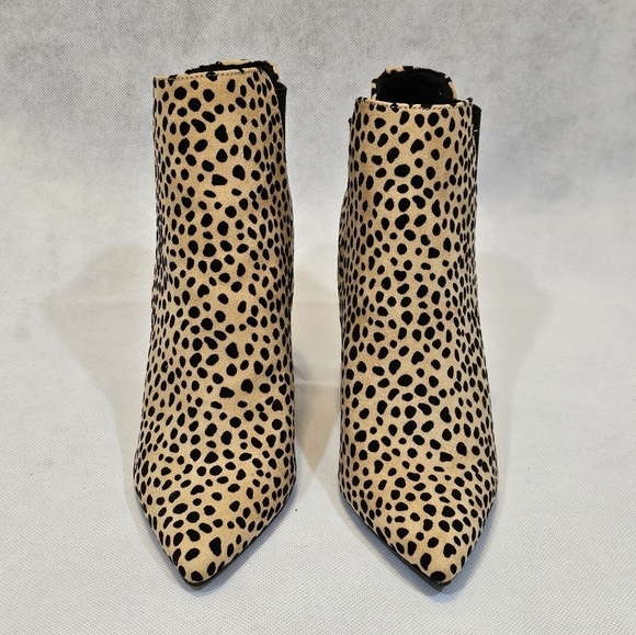 Qupid Cheetah Print 4in Chunky Heeled Pull On Ankle Boots Black Brown Size 7 - Picture 2 of 8